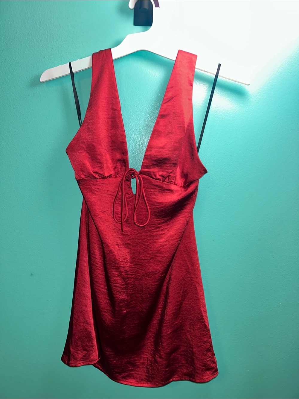 Princess Polly Red Mini Dress with Deep V and Tie Front
